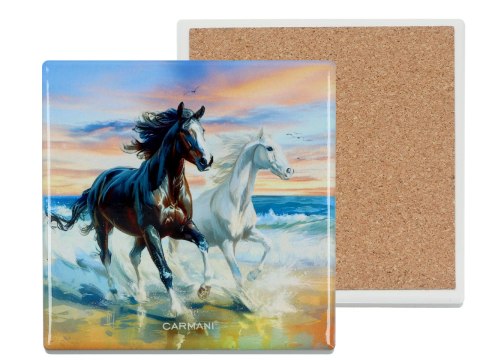 Podkładka ceramiczna, kwadratowa - Konie (CARMANI)