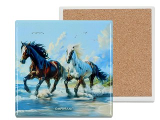 Podkładka ceramiczna, kwadratowa - Konie (CARMANI)
