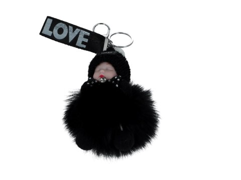 Breloczek do kluczy - Niemowlak, czarny pompon