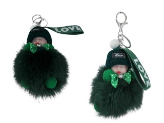 Breloczek do kluczy - Niemowlak, zielony pompon