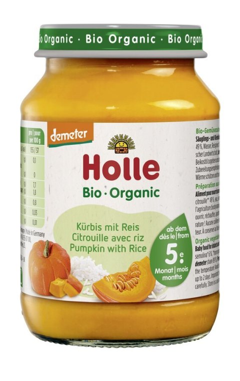 DYNIA - RYŻ BEZ DODATKU CUKRÓW BEZGLUTENOWE OD 5 MIESIĄCA DEMETER BIO 190 g (SŁOIK) - HOLLE