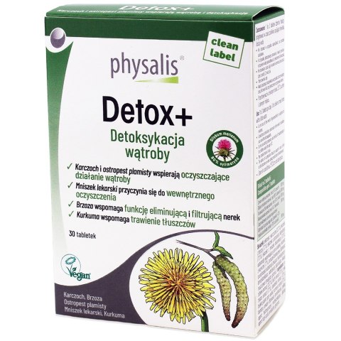 TABLETKI NA DETOKSYKACJĘ WĄTROBY (DETOX+) 30 szt. - PHYSALIS