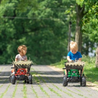FALK Traktorek Supercharger Czerwony Otwierana Maska z Przyczepką + Łyżka Od 2 Lat