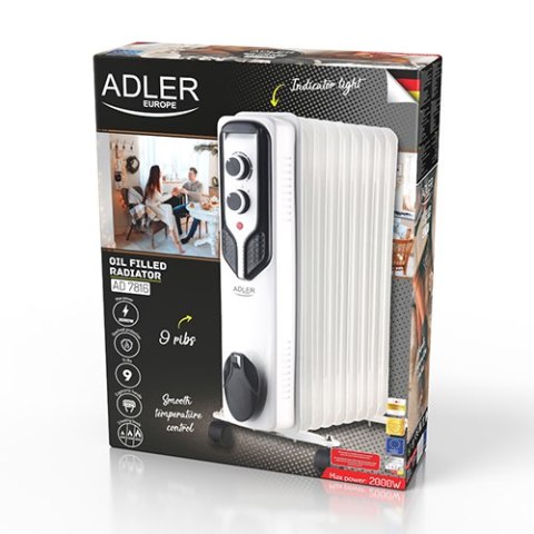 Grzejnik Olejowy (9 żeberek) 2000W ADLER AD 7816