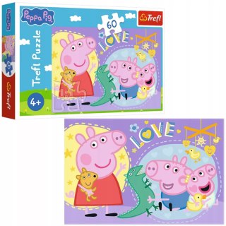 Puzzle Szczęśliwa świnka, Świnka Peppa 60 elementów Trefl 17414