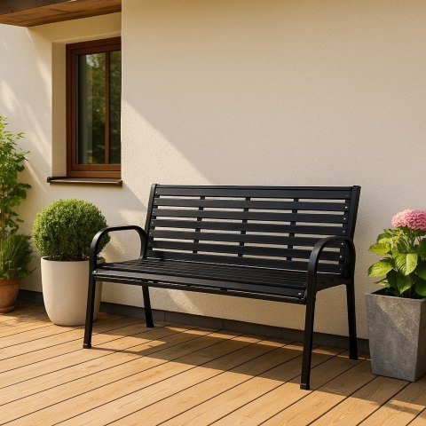 Ławka ogrodowa 126 cm z oparciem premium parkowa metalowa taras balkon