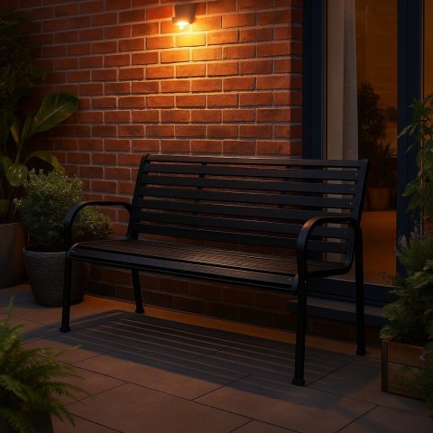 Ławka ogrodowa 126 cm z oparciem premium parkowa metalowa taras balkon
