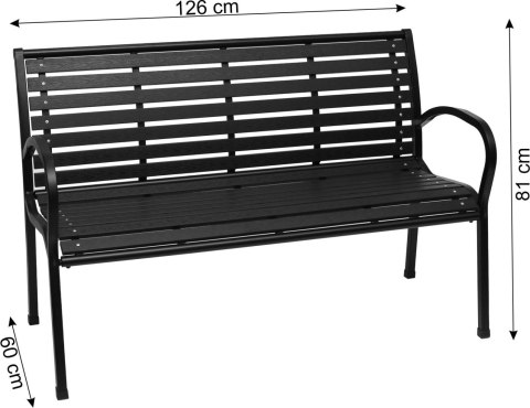 Ławka ogrodowa 126 cm z oparciem premium parkowa metalowa taras balkon