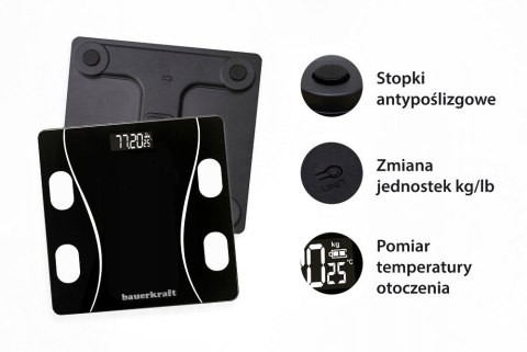 Waga łazienkowa analityczna inteligentna smart aplikacja do 180 kg