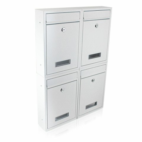 Biała Skrzynka na listy kompaktowa mobilna naścienna z klapą otwieraną