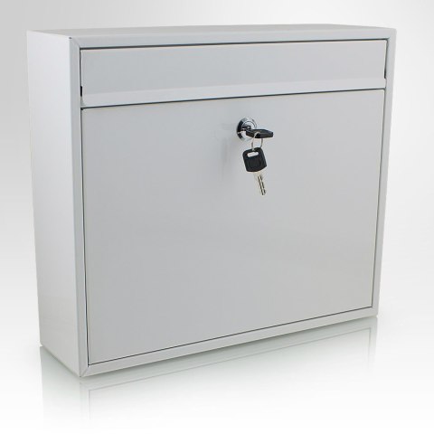 Biała Skrzynka pocztowa na listy połyskowa wrzutnia na gazety ulotki poczte