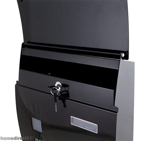 Czarna Skrzynka na listy pocztowa okrągła połyskowa odporna na korozję