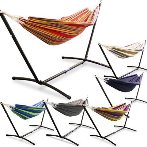 Hamak ogrodowy na metalowym stelażu mocny 270x110cm do 120kg