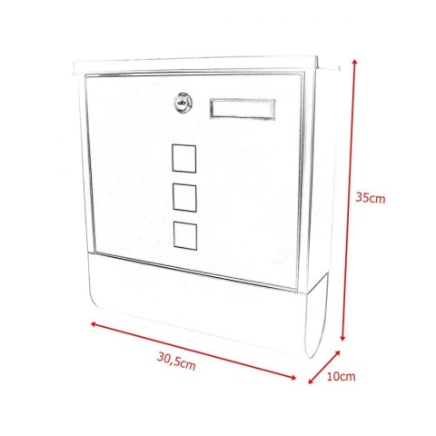 NAŚCIENNA SKRZYNKA POCZTOWA NA LISTY ZE STALI INOX Z GAZETNIKIEM