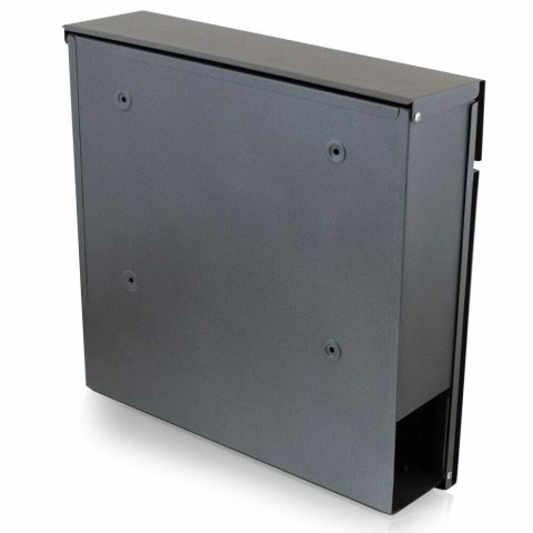 Naścienna i nowoczesna Skrzynka na listy Pocztowa Grafitowa z gazetnikiem