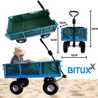 Ogrodowy wózek transportowy koszyk z metalową siatką Bituxx składany udźwig 300kg