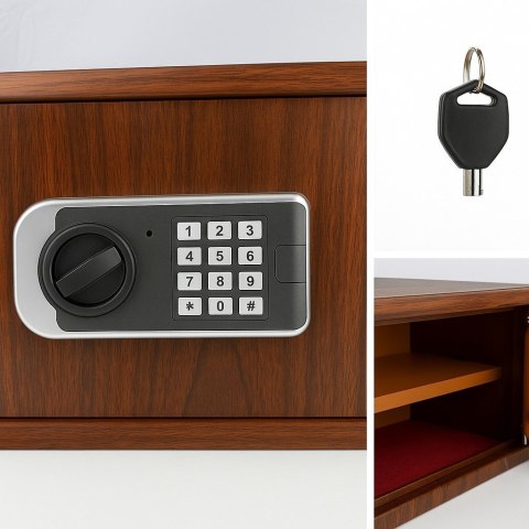 Sejf biurowy domowy imitujący drewno Szafka pancerna Sejfik Meblowy klucz