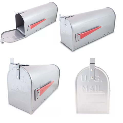 Skrzynka Pocztowa Amerykańska na listy prasę gazety srebrna z flagą
