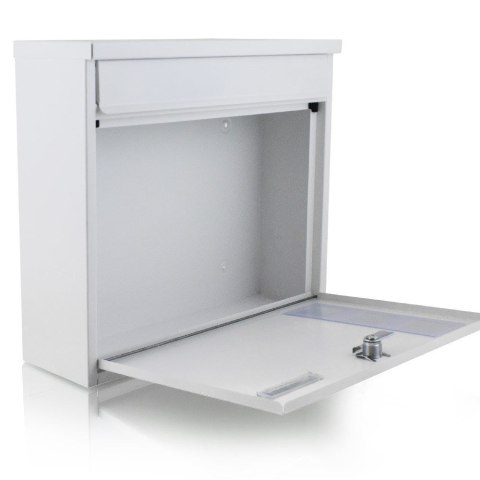 Skrzynka Pocztowa biała na listy wrzutnia otwierana do przodu z okienkami