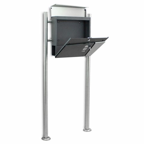 Skrzynka na listy z gazetnikiem na słupku/stojaku wolnostojąca stabilna