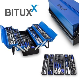 Skrzynka narzędziowa zestaw 85 elementów klucze nasadki bity śrubokręt komplet narzędzi