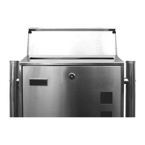 Skrzynka pocztowa na listy wolnostojaca na stojaku stal nierdzewna z gazetnikiem