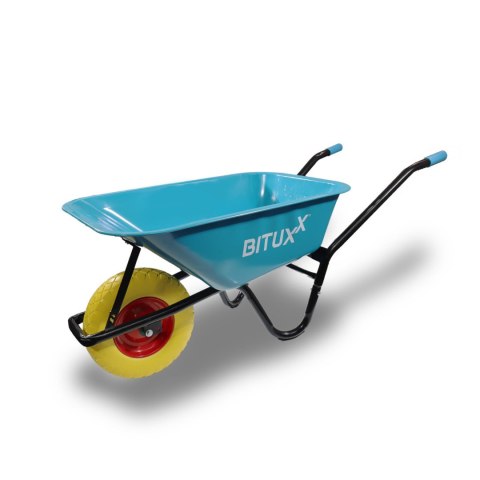 Taczka Ogrodowa Solidna taczka 100L jednokołowa niebieska Mocna 250kg +żółte koło PU