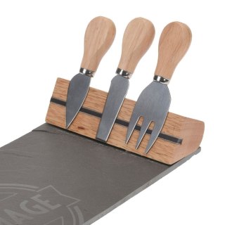 Deska do krojenia kamienna do serwowania serów sera z nożami noże 3 szt.