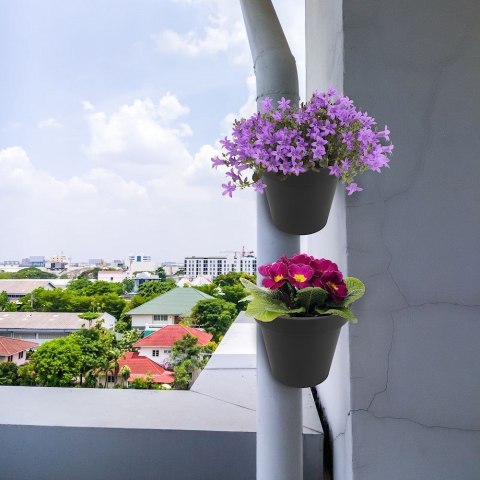 Doniczka rynnowa donica wisząca na rynnę zewnętrzna ogrodowa czarna 24 cm