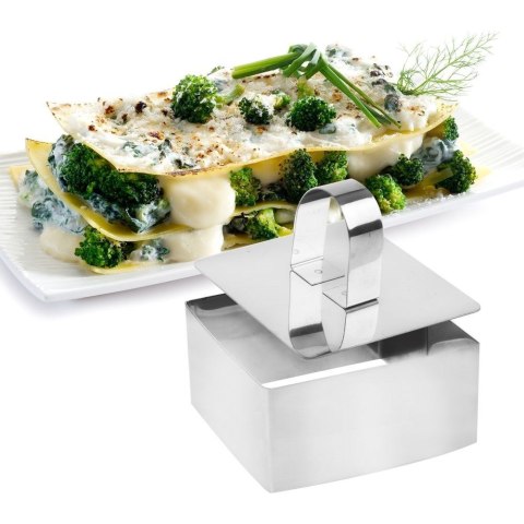 Forma stalowa pierścień tłok obręcz do formowania potraw dań ciasta kwadrat 8x8x4 cm