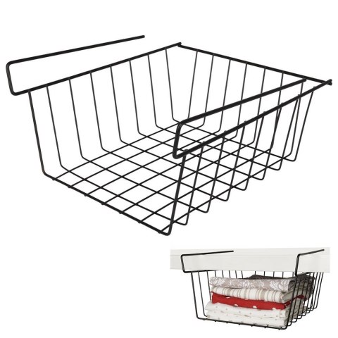 Kosz koszyk podwieszany pod półkę organizer czarny metalowy 27,5 cm