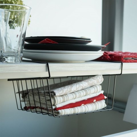 Kosz koszyk podwieszany pod półkę organizer czarny metalowy 27,5 cm