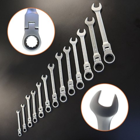 Zestaw Kluczy Płasko-oczkowych z grzechotką 13 elementów BituX