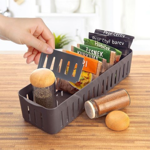 Organizer pojemnik kuchenny na przyprawy w torebkach zioła dzielony szary
