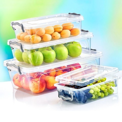 Pojemnik kuchenny do żywności z pokrywką klipsami zestaw komplet pojemników 3 sztuki