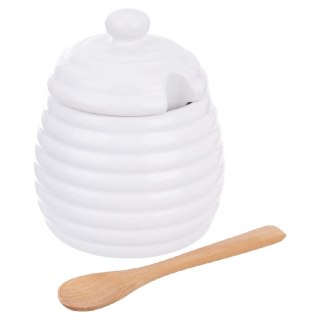 Pojemnik porcelanowy na miód do miodu z pokrywką i łyżeczką 340 ml
