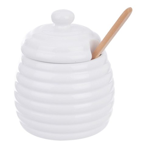 Pojemnik porcelanowy na miód do miodu z pokrywką i łyżeczką 340 ml
