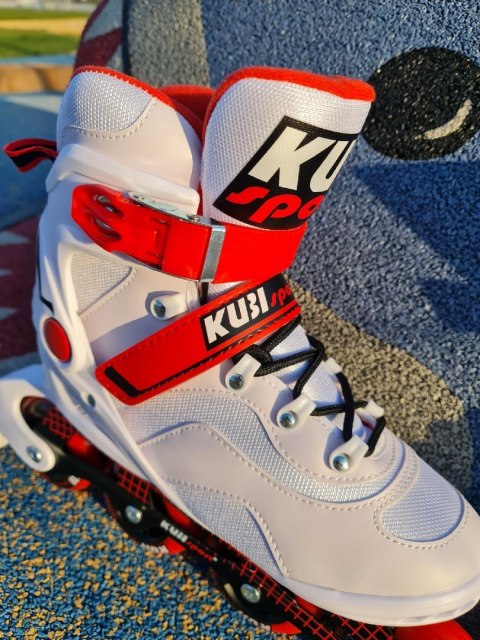 Rolki Damskie Męskie Białe Kauczukowe Solidne z Hamulcem KUBISPORT roz. 40