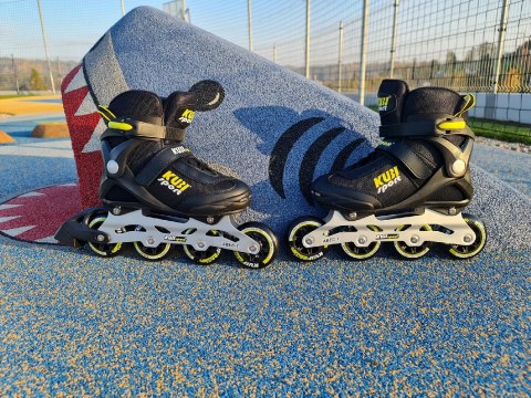 Rolki Damskie Męskie Czarne Kauczukowe Solidne z Hamulcem KUBISPORT roz. 39