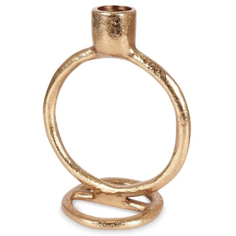 Świecznik na długą świeczkę aluminiowy złoty 15 cm