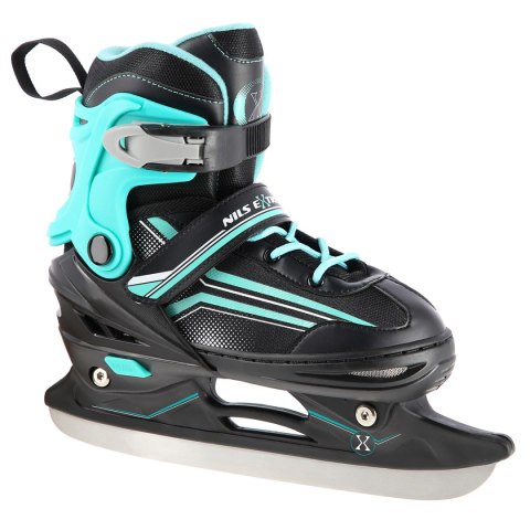 NH18190 2w1 CZARNO-NIEBIESKI ROZM.M(34-38) ŁYŻWOROLKI Z WYM. PŁ. HOKEJOWĄ NILS EXTREME