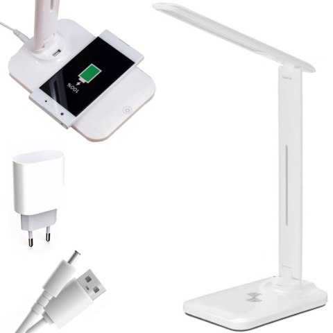 Lampka biurkowa szkolna z ładowarką indukcyjną 3 barwy 5 trybów 10 W