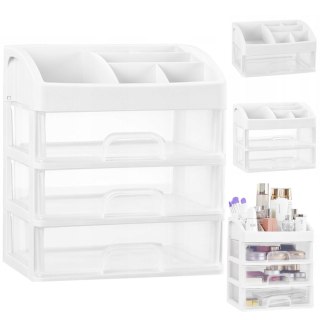 Organizer łazienkowy na kosmetyki biżuterię 3 szuflady 6 przegród - biały