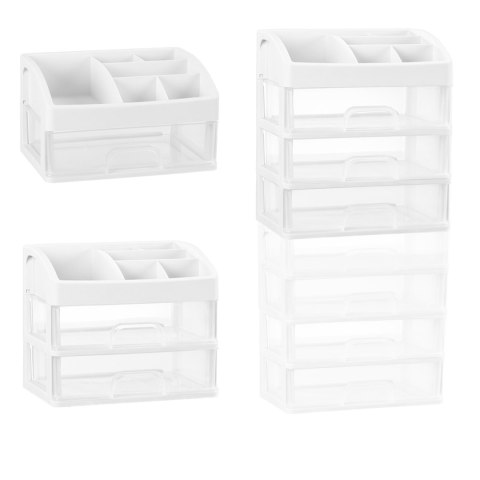 Organizer łazienkowy na kosmetyki biżuterię 3 szuflady 6 przegród - biały