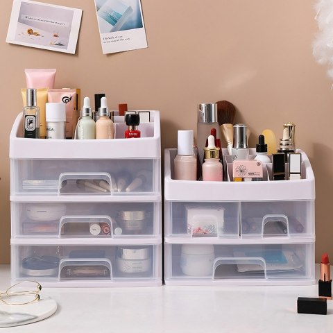 Organizer łazienkowy na kosmetyki biżuterię 3 szuflady 6 przegród - biały