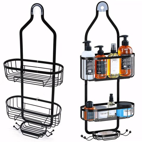 Półka prysznicowa na kosmetyki do łazienki wisząca 3 poziomy - czarna