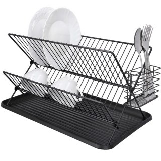 Suszarka do naczyń ociekacz dwupoziomowy metalowy czarny