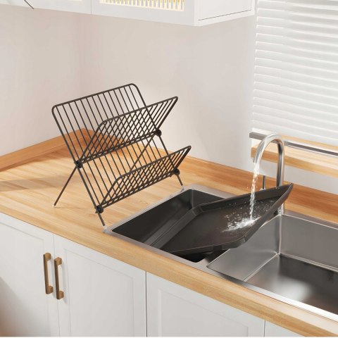 Suszarka do naczyń ociekacz dwupoziomowy metalowy czarny