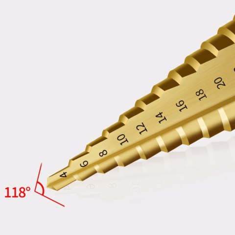 Wiertła stożkowe stopniowe do metalu 4-12/4-20/4-32 mm STAL - 3 szt.