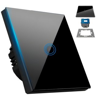 Włącznik światła pojedynczy dotykowy z podświetleniem SZKŁO - czarny